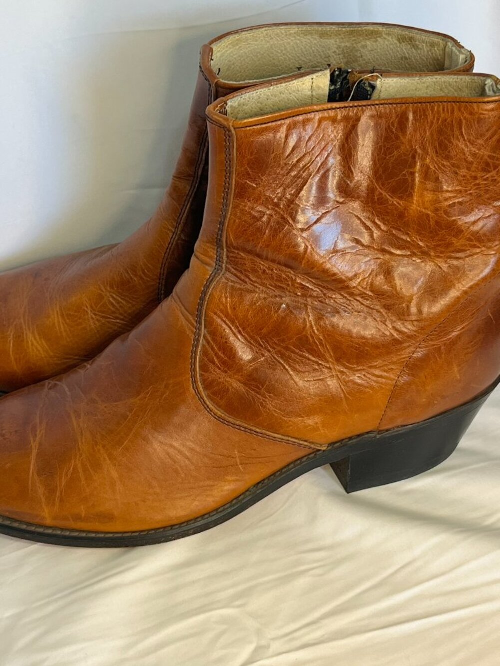 Vintage Laredo Men's Brown Leather Ankle Boots With Side Zip Size 13 - Picture 3 of 8